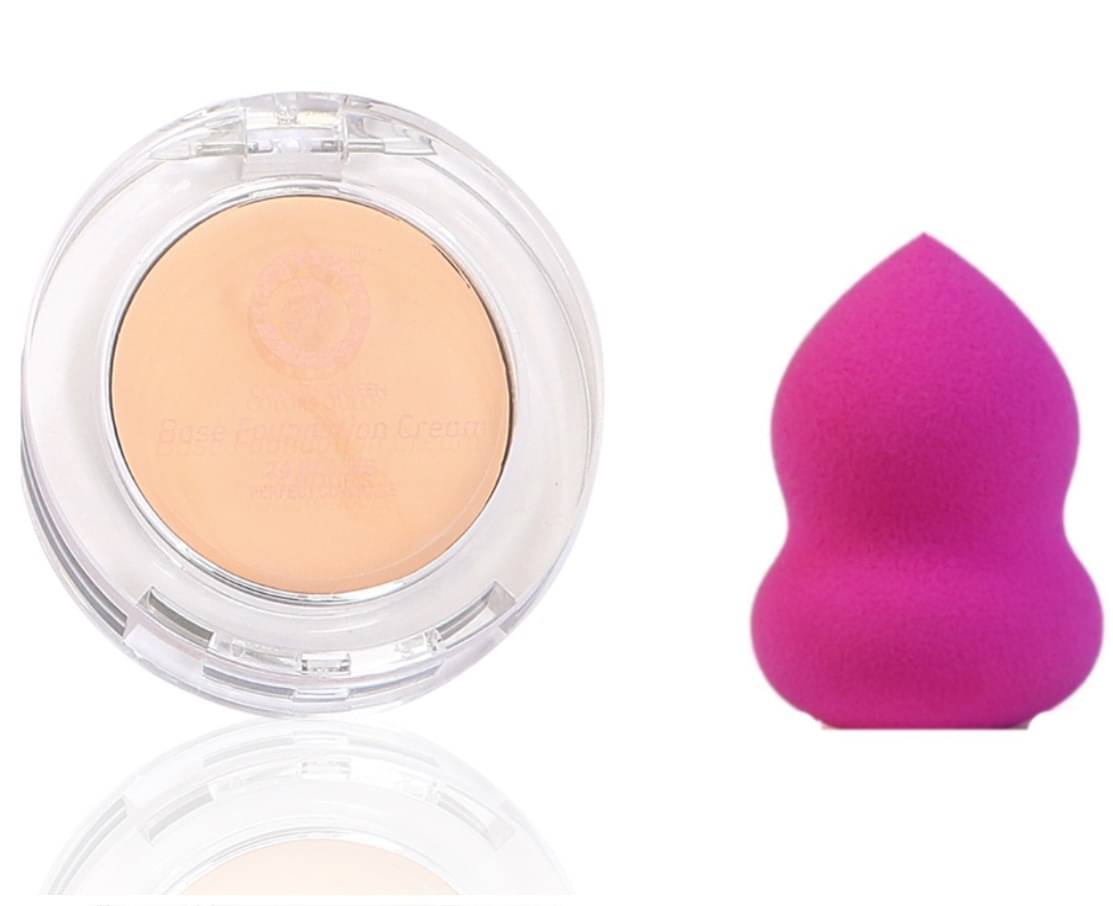 Colors Queen Real Base Full Coverage Cream Foundation Water Proof with 1 Beauty Blender Colors Queen Real Base Full Coverage Cream Foundation Water Proof with 1 Beauty Blender