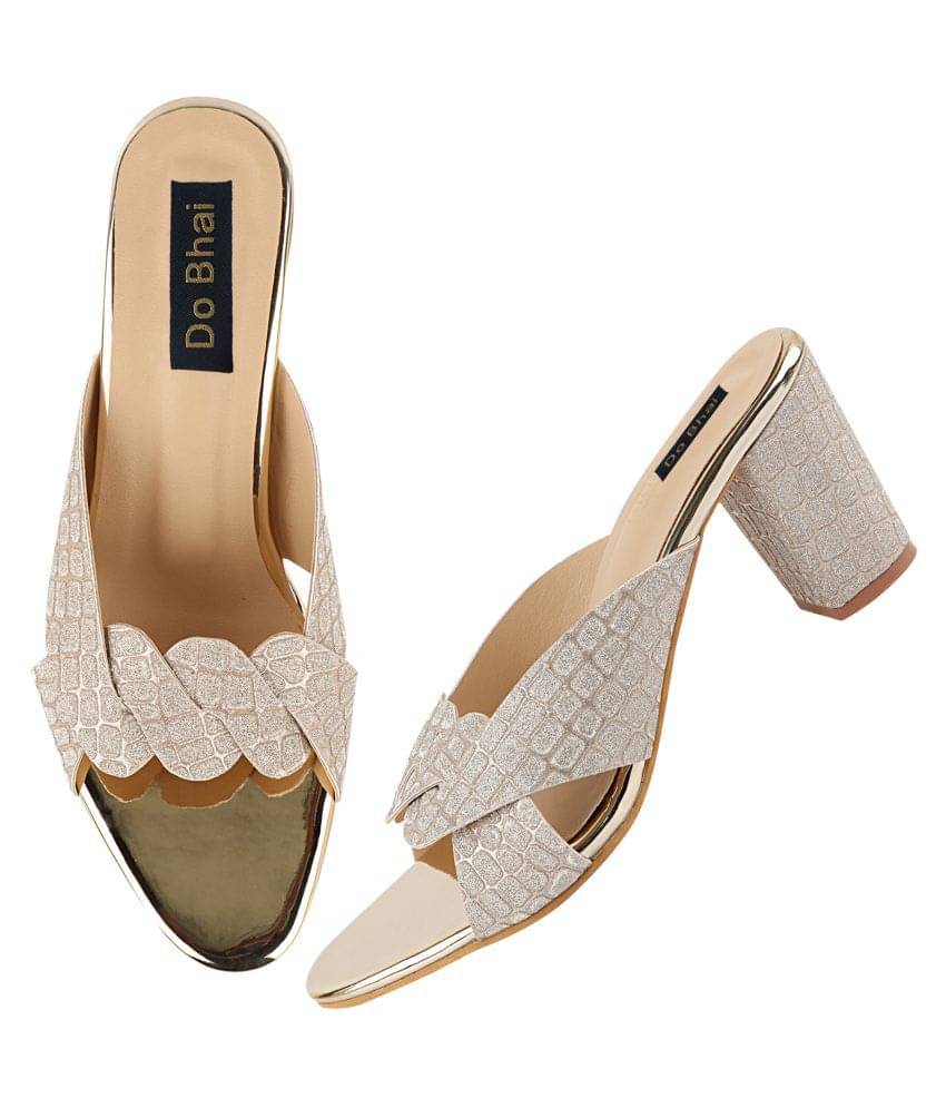     			Do Bhai Gold Block Heels