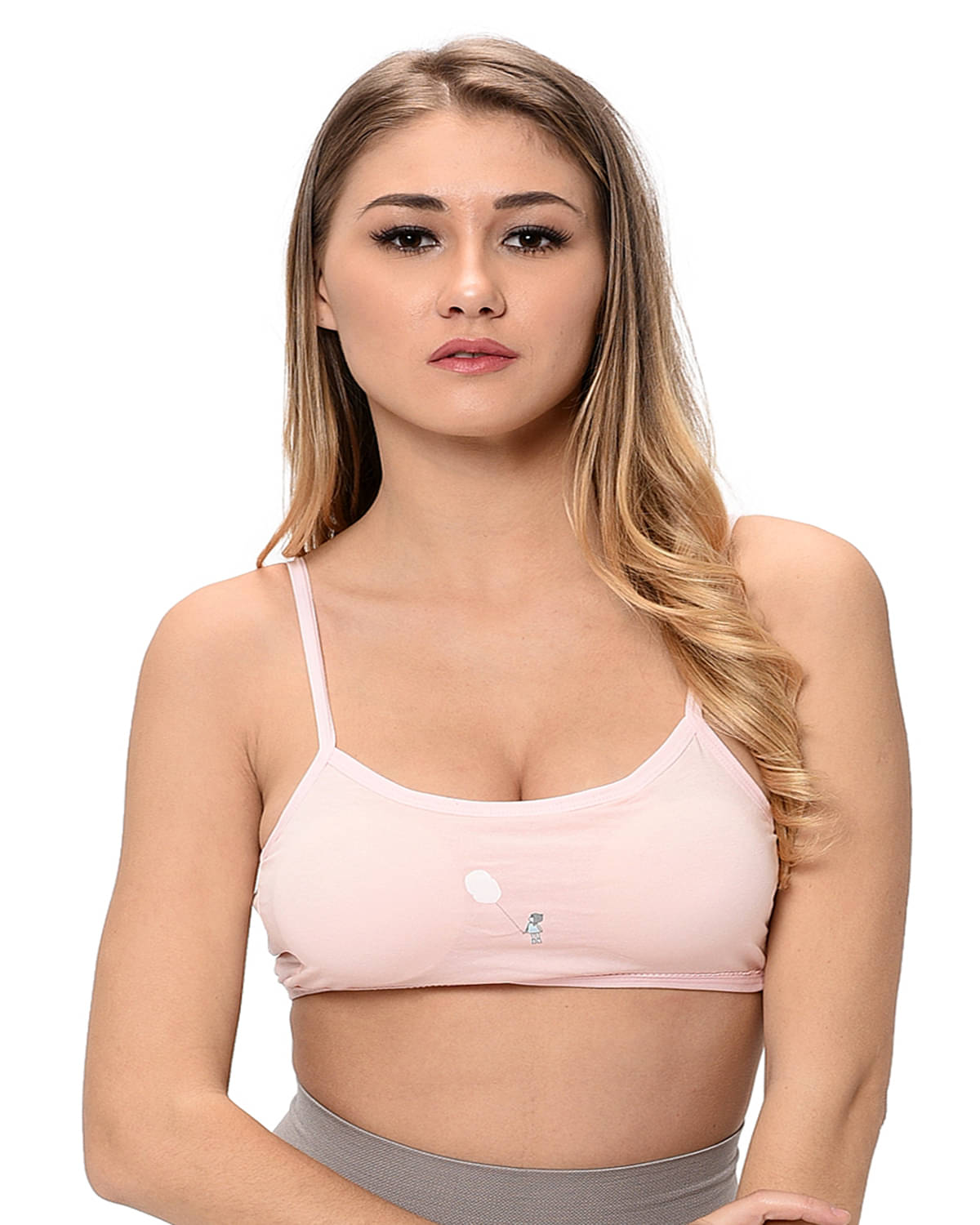     			Elina Peach Cotton Solid Sports Bra