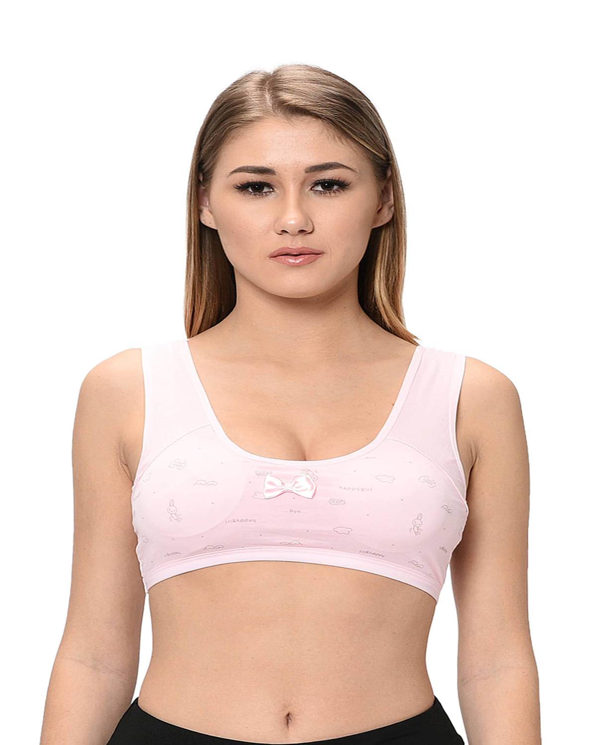     			Elina Pink Cotton Solid Sports Bra