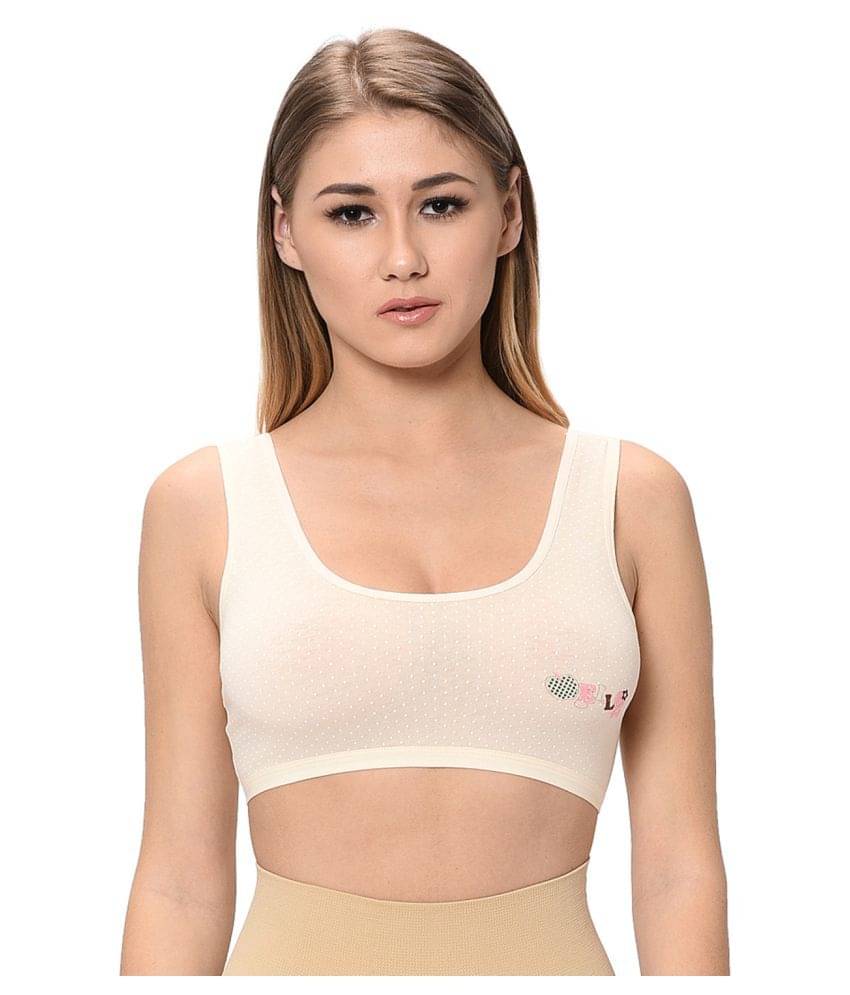     			Elina Yellow Cotton Solid Sports Bra