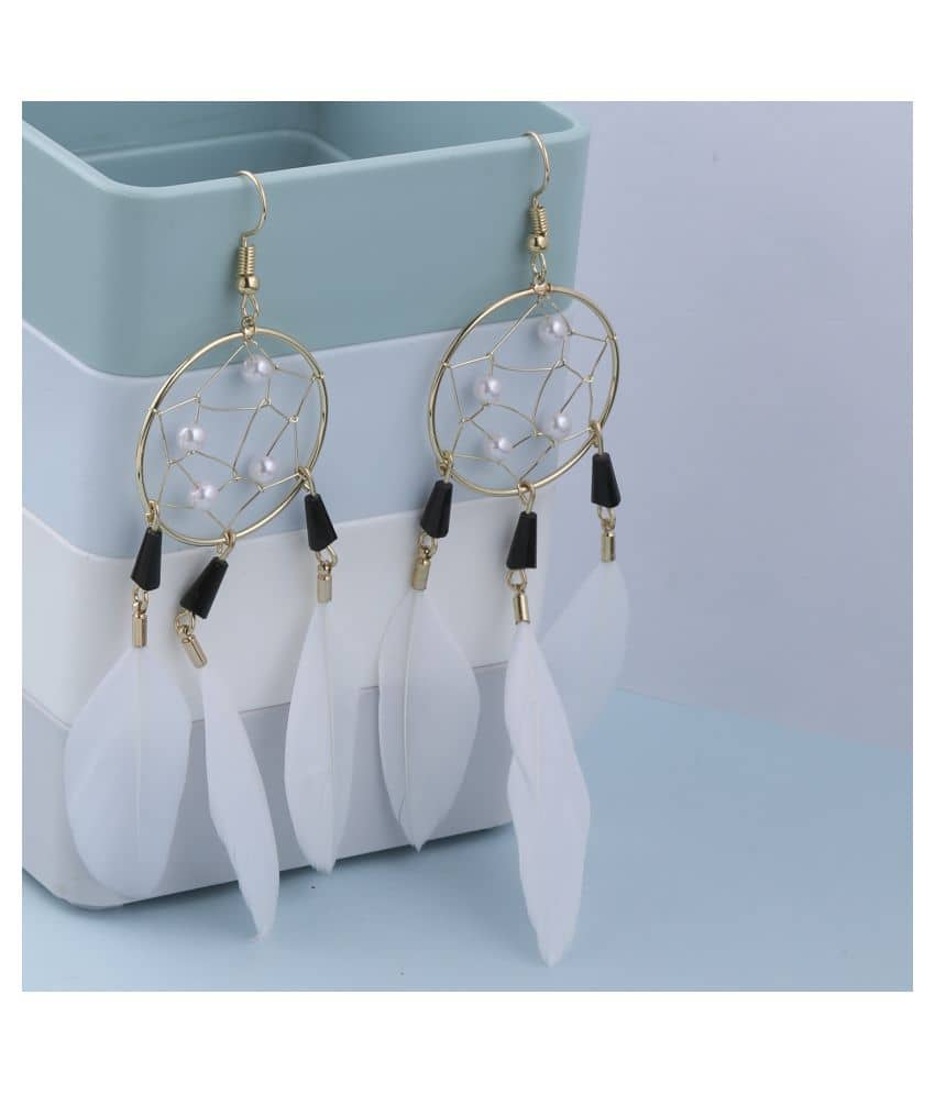 Silver Shine - White Drop Earrings ( Pack of 1 ) - Earrings | Buy online on ZillyBuy