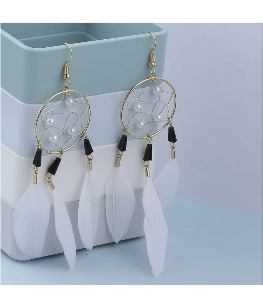 Silver Shine - White Drop Earrings ( Pack of 1 ) - Earrings | Buy online on ZillyBuy