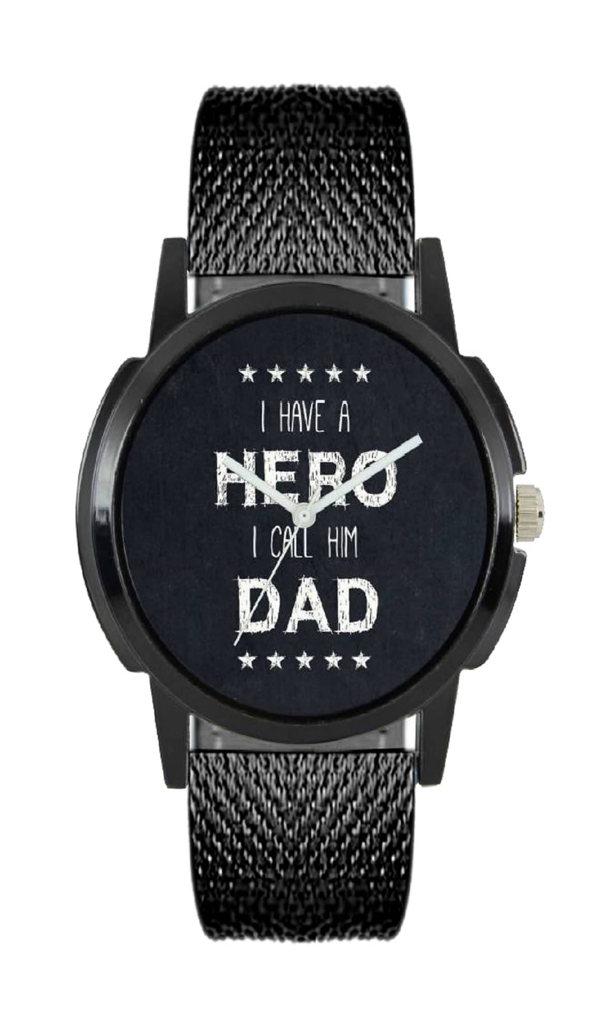     			newmen MY HERO MY DAD BLACK PU Analog Men's Watch