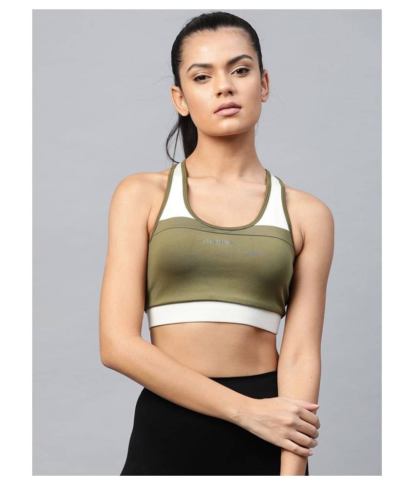     			Alcis Purple Polyester Color Blocking Sports Bra