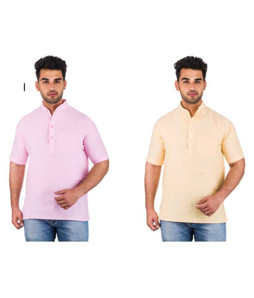 DESHBANDHU DBK Multi 100 Percent Cotton Kurta Pack of 2 DESHBANDHU DBK Multi 100 Percent Cotton Kurta Pack of 2