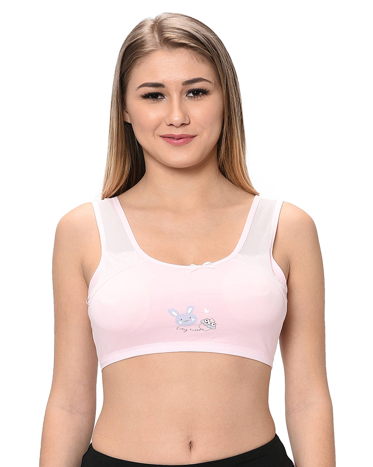 Elina Pink Cotton Solid Sports Bra Elina Pink Cotton Solid Sports Bra