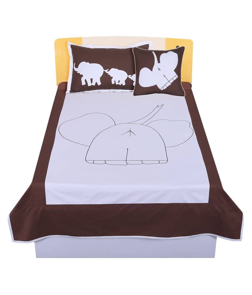     			HUGS N RUGS Cotton Single Bedsheet ( Brown )