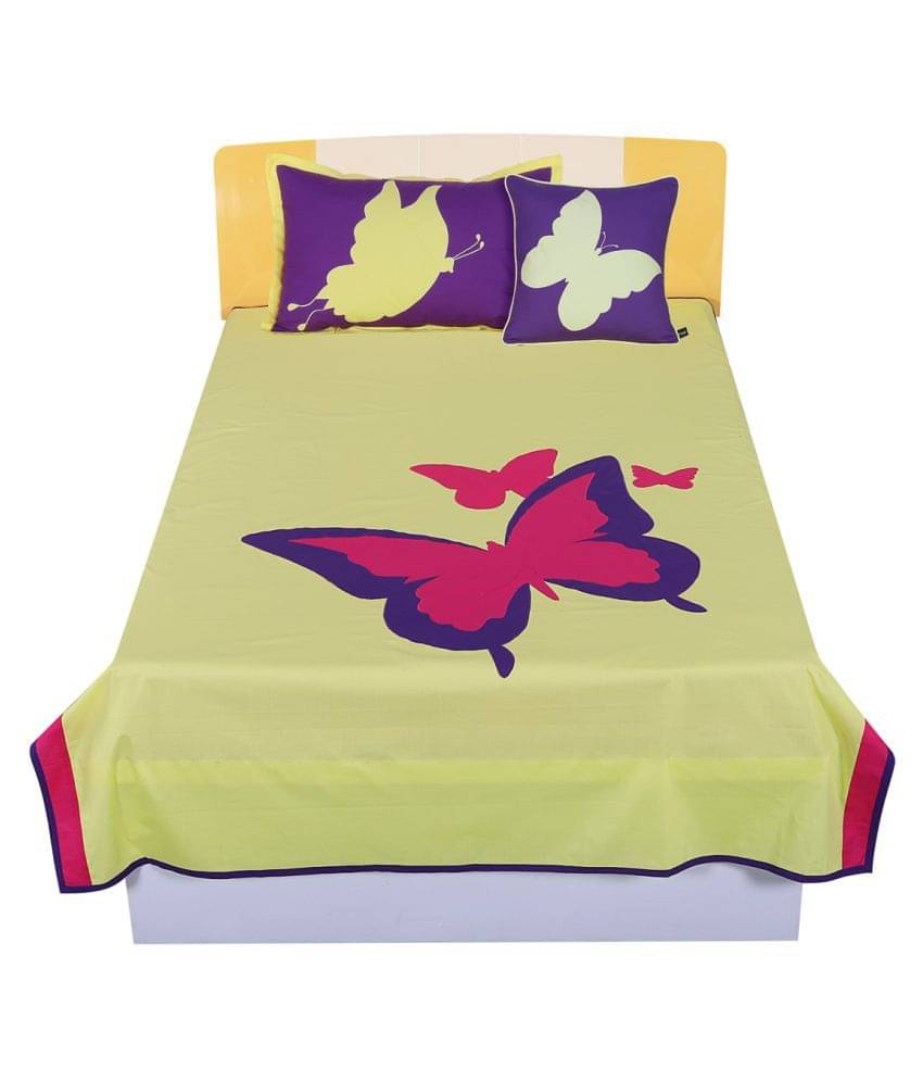 HUGS N RUGS Cotton Single Bedsheet ( Yellow )     			HUGS N RUGS Cotton Single Bedsheet ( Yellow )