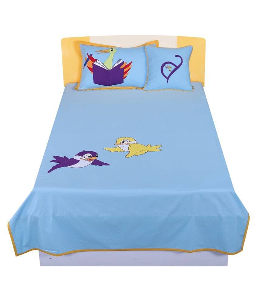 HUGS N RUGS Cotton Single Bedsheet ( Blue ) HUGS N RUGS Cotton Single Bedsheet ( Blue )