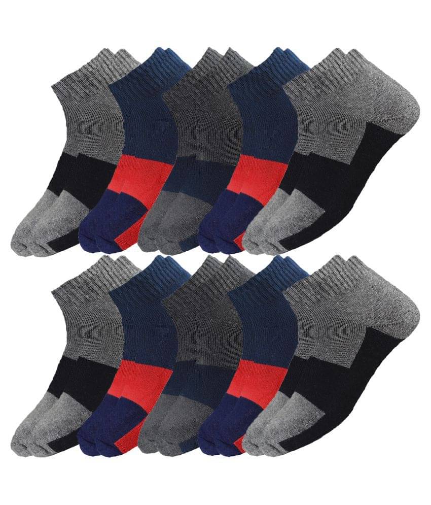 hicode - Cotton Men's Colorblock Multicolor Ankle Length Socks ( Pack of 10 ) hicode - Cotton Men's Colorblock Multicolor Ankle Length Socks ( Pack of 10 )
