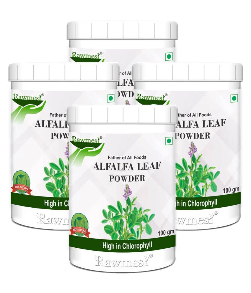rawmest Alfalfa Leaf Powder 400 gm Minerals Powder Pack of 4