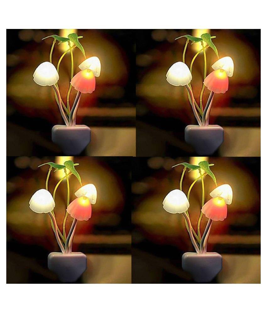 Earmark Mushroom Color Changing Night Lamp Auto On/OFF By Sensor Night Lamp Multi - Pack of 4 Earmark Mushroom Color Changing Night Lamp Auto On/OFF By Sensor Night Lamp Multi - Pack of 4