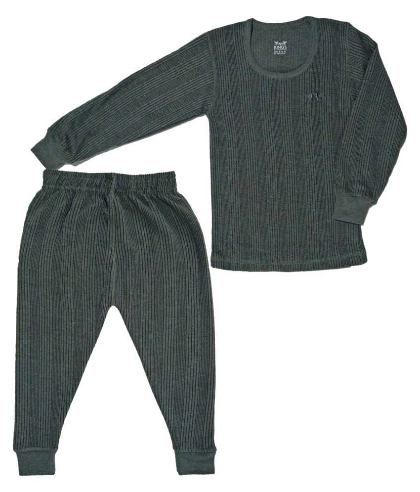 HAP Single Girls Cotton Blend Thermal Top & Bottom Sets ( Grey ) HAP Single Girls Cotton Blend Thermal Top & Bottom Sets ( Grey )