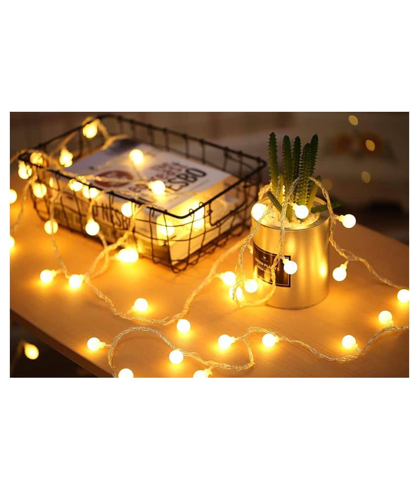 MIRADH 5Mtr 20 Ball LED With 8 Mode Changing String Lights Off White
