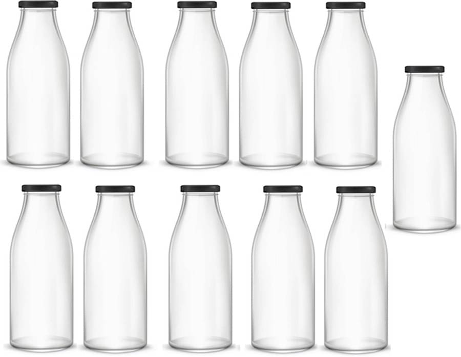     			Afast Glass Water Bottle, White, Pack Of 11, 1000 ml