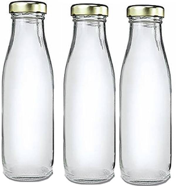     			Afast Glass Water Bottle, Transparent, Pack Of 3, 500 ml
