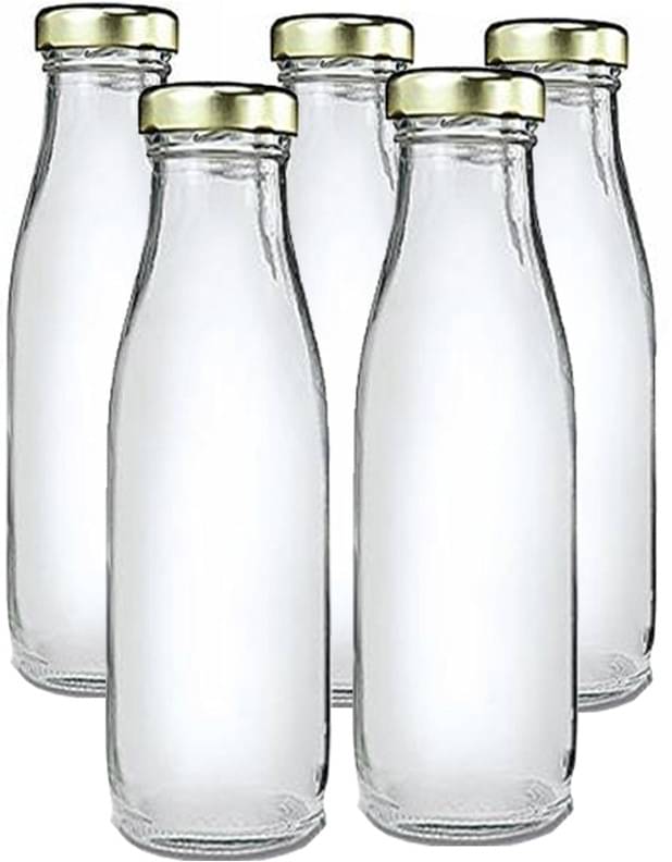     			Afast Glass Water Bottle, Transparent, Pack Of 5, 500 ml