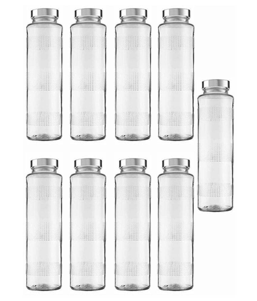     			Afast Glass Water Bottle, Transparent, Pack Of 9, 750 ml