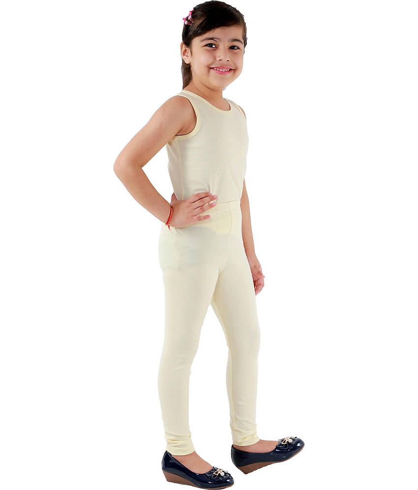 Kids Cave Pack of 1 Girls Cotton Blend Leggings ( Beige )