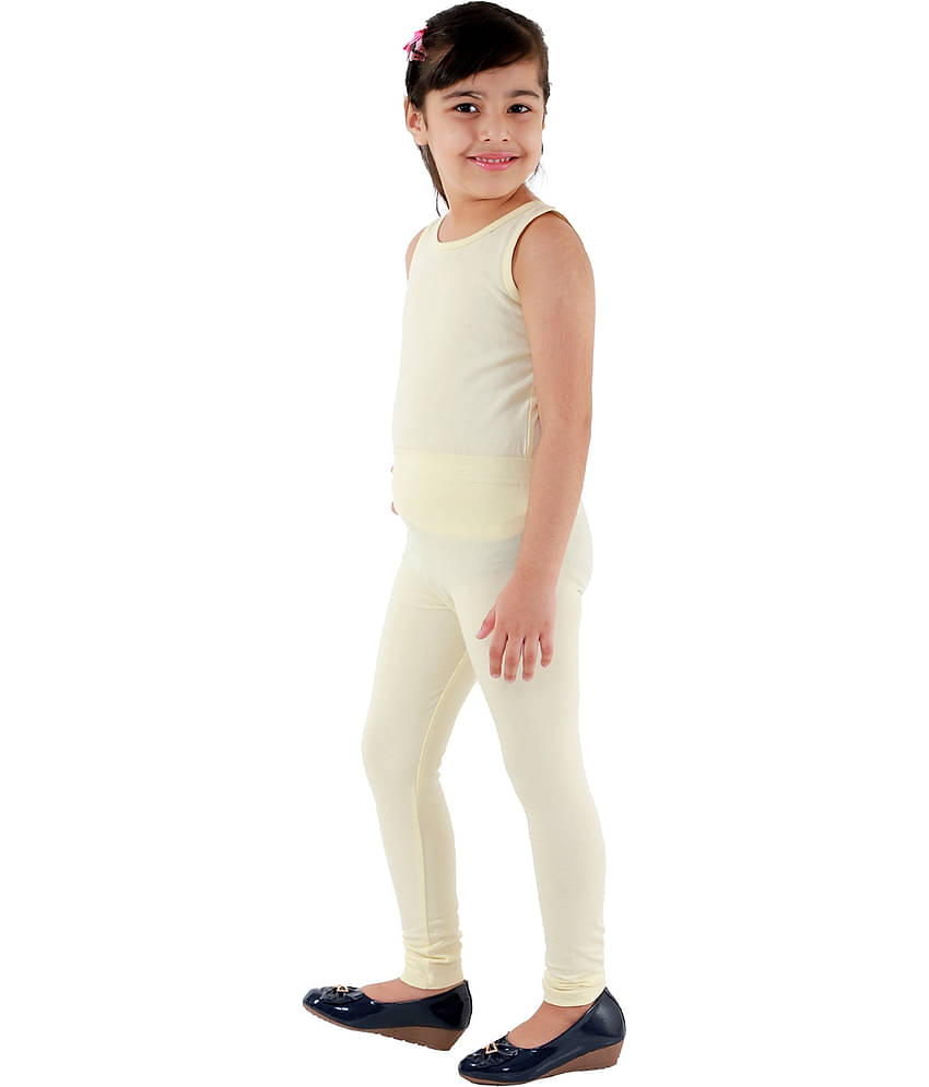 Kids Cave Pack of 1 Girls Cotton Blend Leggings ( Beige )