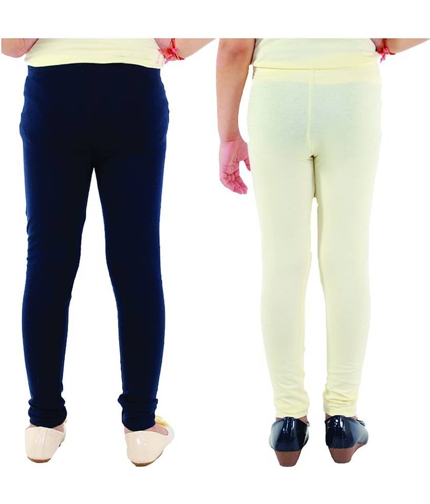 Kids Cave Girls Cotton Blend Leggings ( Blue )