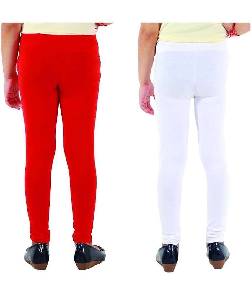 Kids Cave Pack of 1 Girls Cotton Blend Leggings ( Red )