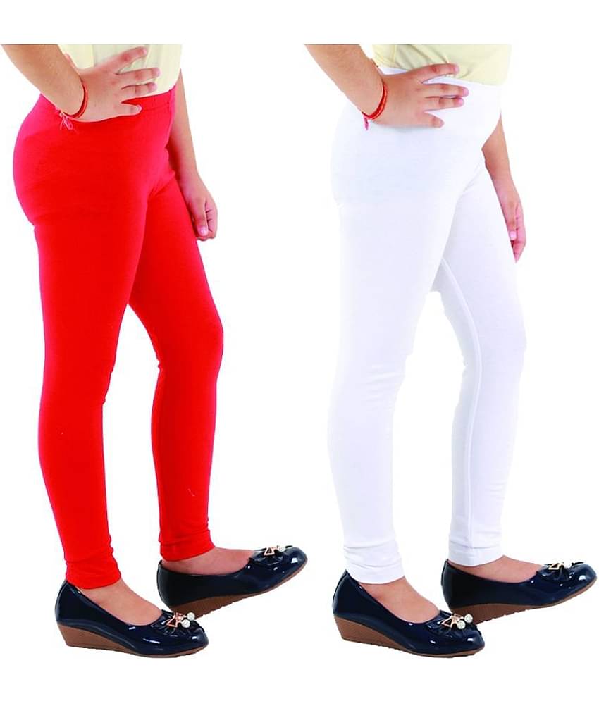 Kids Cave Pack of 1 Girls Cotton Blend Leggings ( Red )
