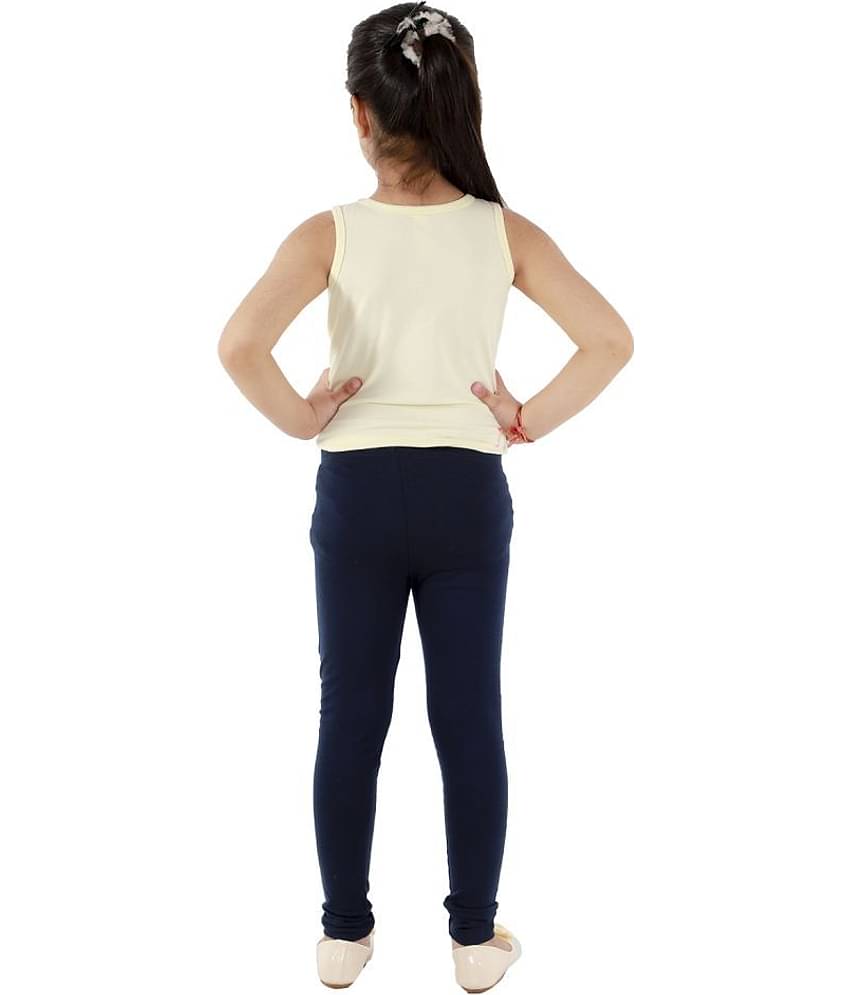 Kids Cave Pack of 1 Girls Cotton Blend Leggings ( Blue )