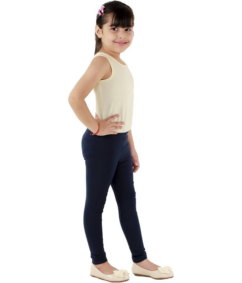 Kids Cave Pack of 1 Girls Cotton Blend Leggings ( Blue )
