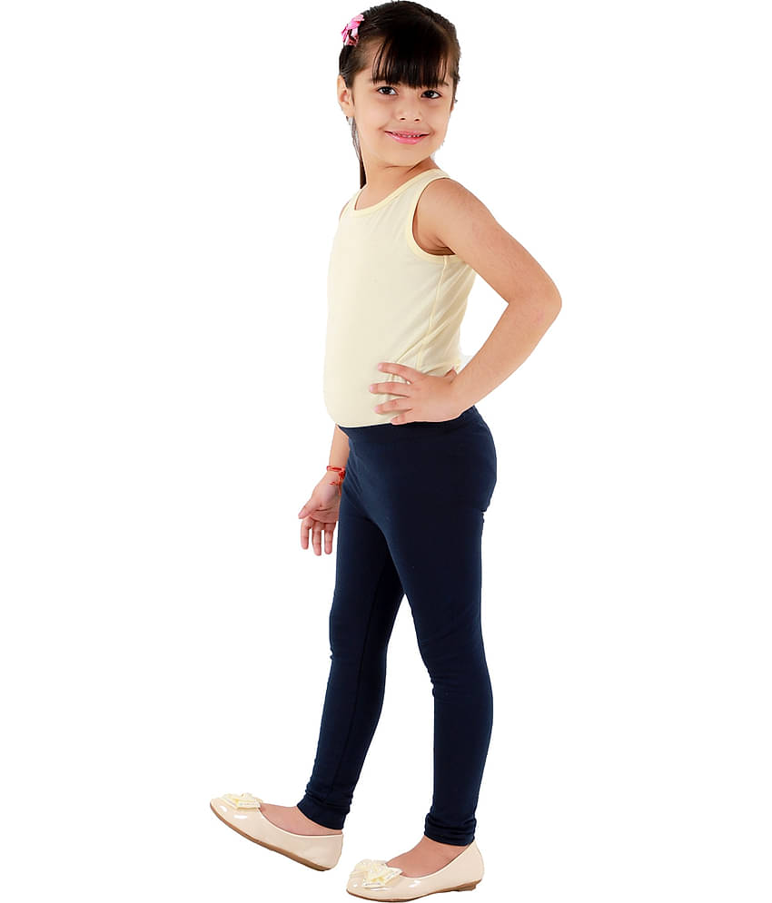 Kids Cave Pack of 1 Girls Cotton Blend Leggings ( Blue )
