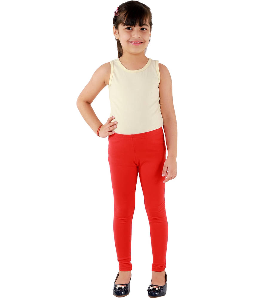 Kids Cave Pack of 1 Girls Cotton Blend Leggings ( Red )