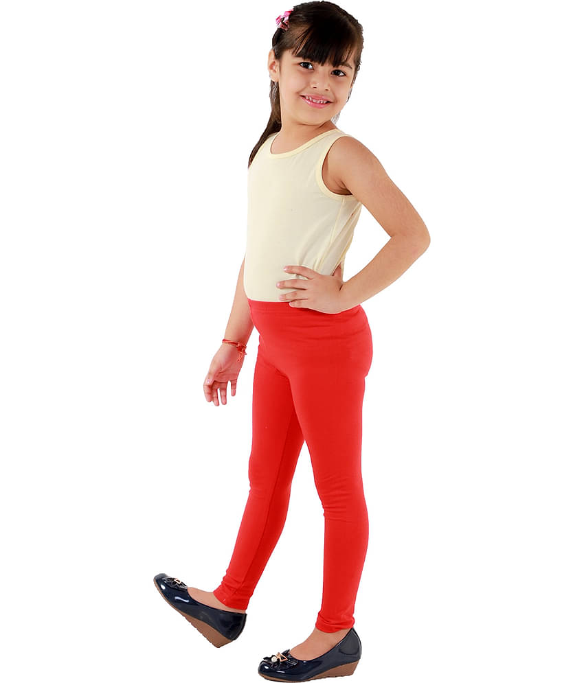 Kids Cave Pack of 1 Girls Cotton Blend Leggings ( Red )