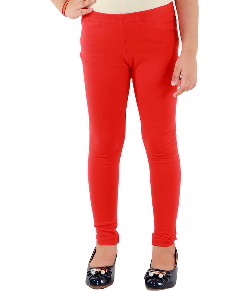 Kids Cave Pack of 1 Girls Cotton Blend Leggings ( Red )