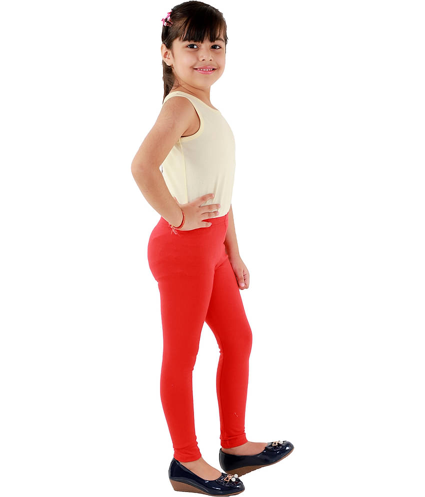 Kids Cave Pack of 1 Girls Cotton Blend Leggings ( Red )