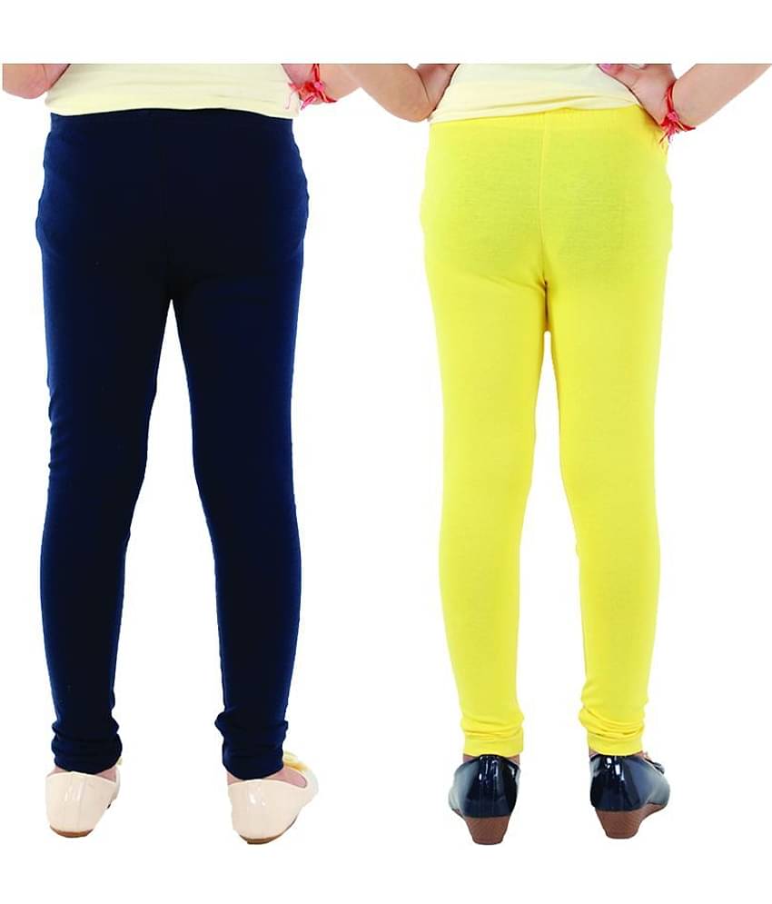 Kids Cave Pack of 2 Girls Cotton Blend Leggings ( Blue )
