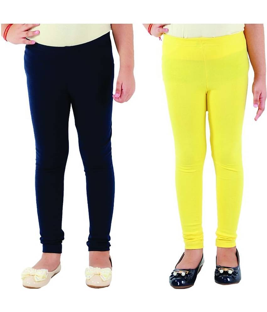 Kids Cave Pack of 2 Girls Cotton Blend Leggings ( Blue )
