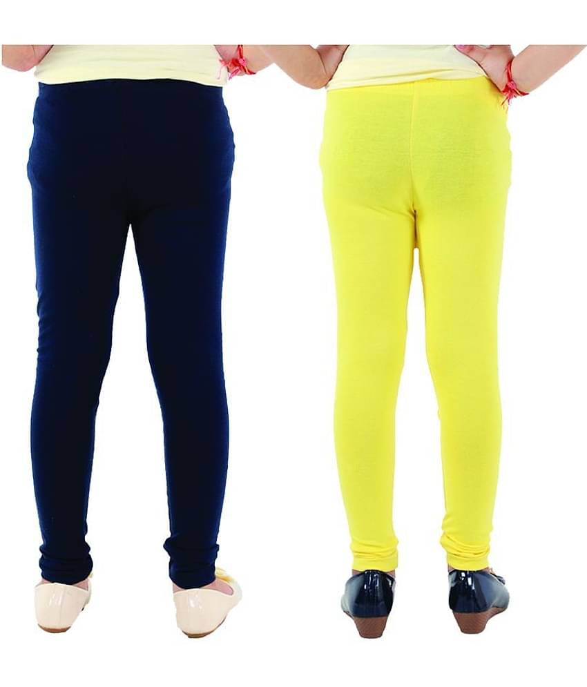 Kids Cave Pack of 2 Girls Cotton Blend Leggings ( Blue )