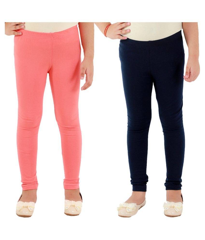     			Kids Cave Pack of 2 Girls Cotton Blend Leggings ( Orange )
