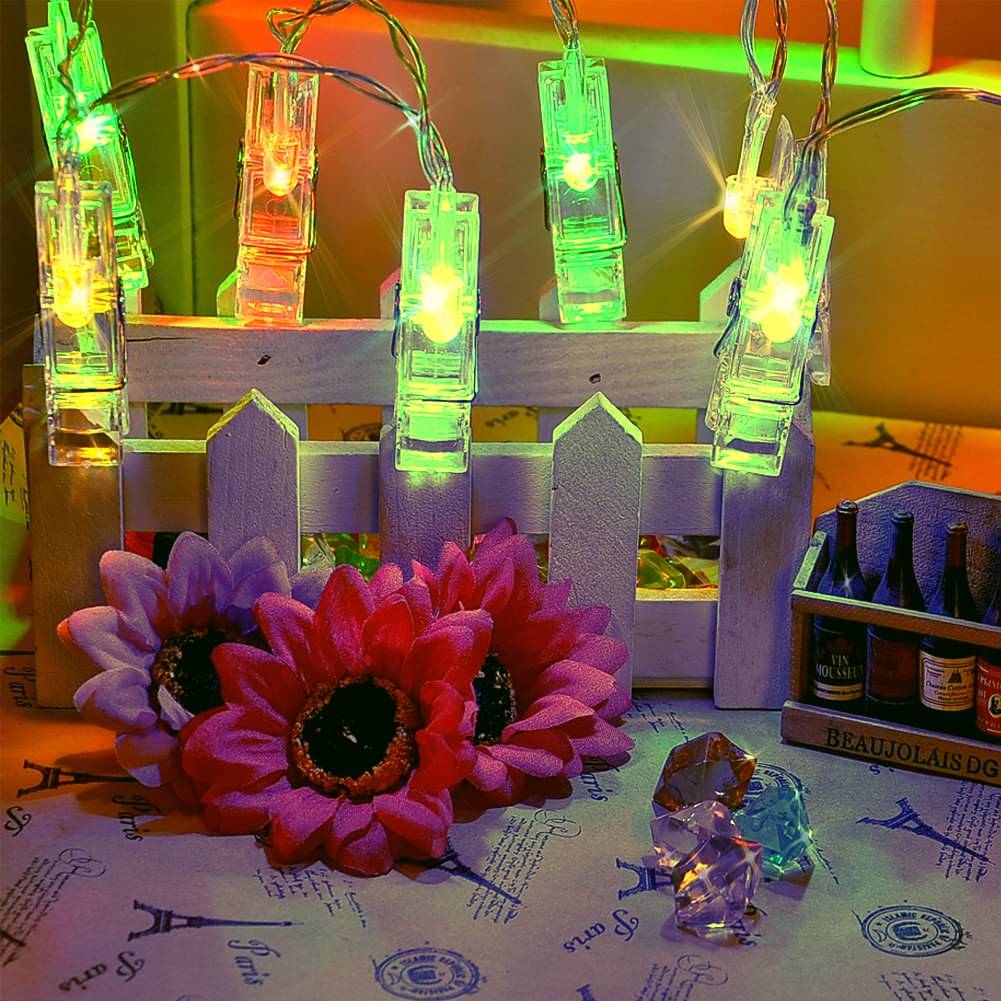     			MIRADH 20 Photo Clips Plug Powered String Lights Multi