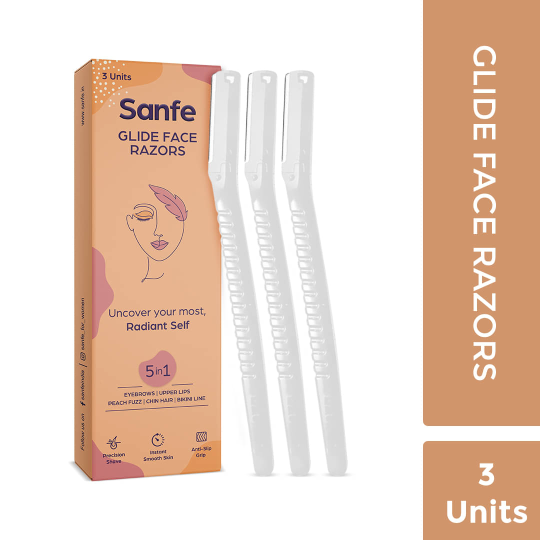     			Sanfe Glide Face Razor for Women - Pack of 3| face hair removal for women | Eyebrows, Upper lips, Chin, Side Locks, Forehead