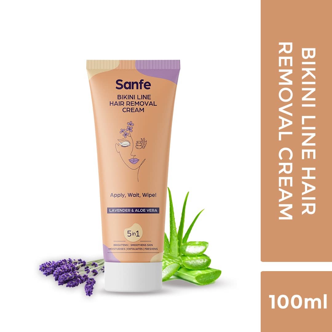 Sanfe Bikini Line Hair Removal Cream for Women and Men - 100gm for Bikini ,Underarms, Stomach, Hand and Legs Area