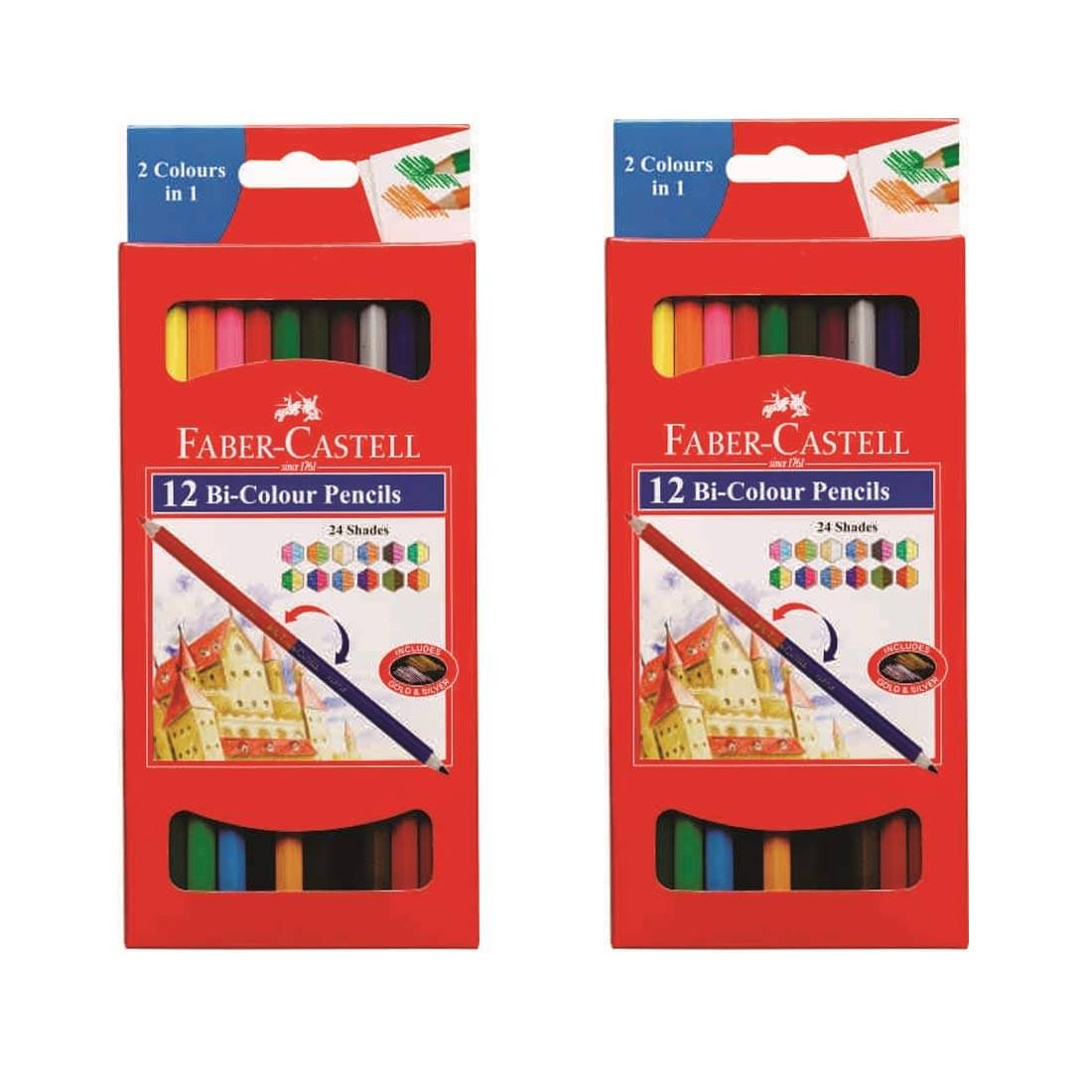     			FABER CASTELL 12 BI COLOUR PENCILS  PACK OF 3