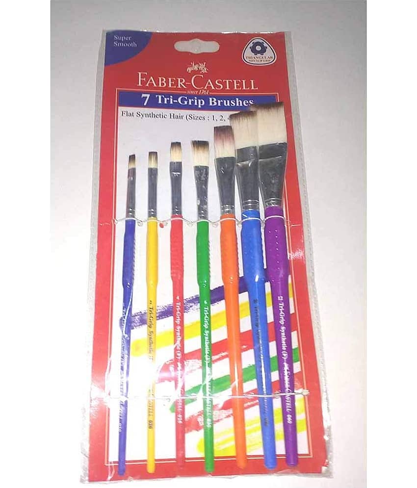 FABER-CASTELL TRI-GRIP BRUSH - FLAT, PACK OF 7 (ASSORTED) PACK OF 3 - Stationery | Buy online on ZillyBuy