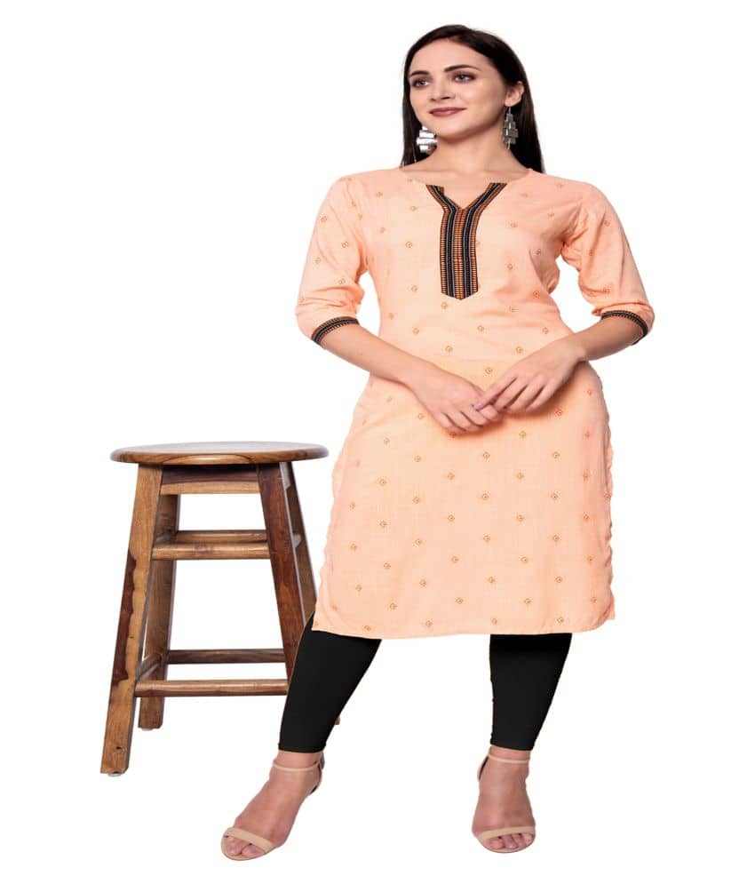 GOD BLESS Peach Rayon A-line Kurti - Kurtis, Tunics | Buy online on ZillyBuy