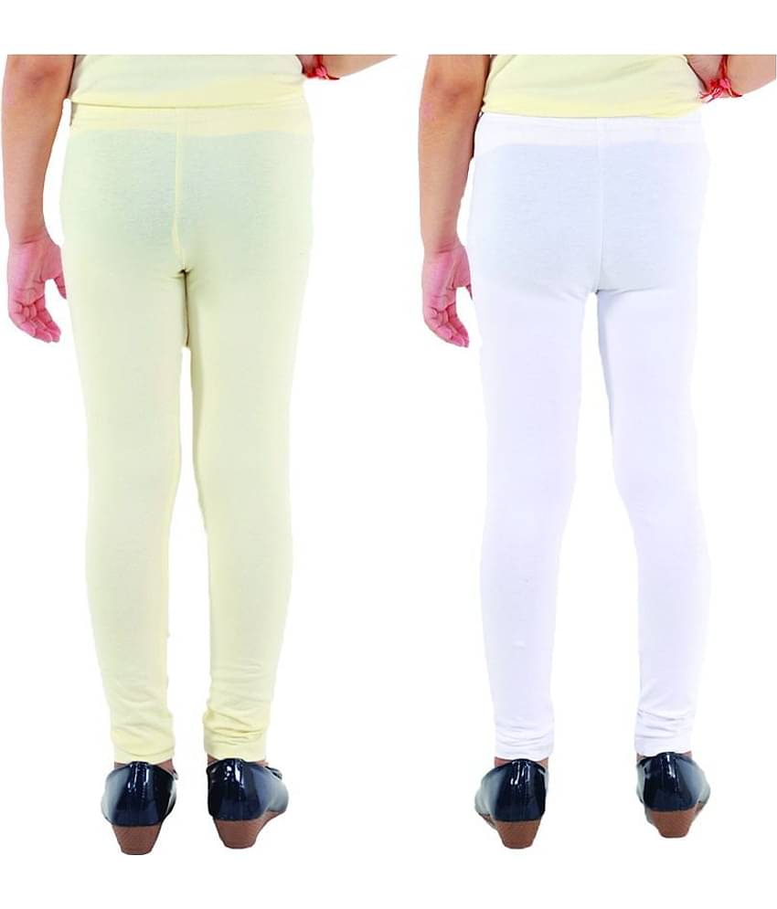 Kids Cave Pack of 2 Girls Cotton Blend Leggings ( Beige )