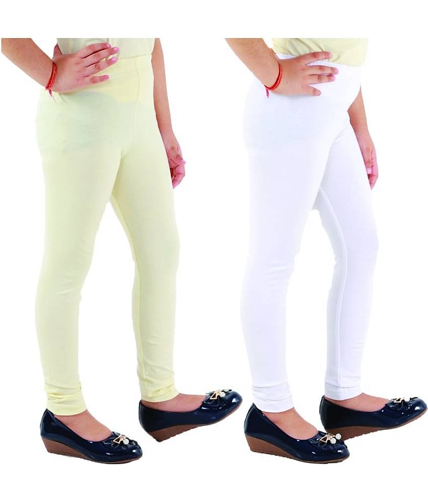 Kids Cave Pack of 2 Girls Cotton Blend Leggings ( Beige )