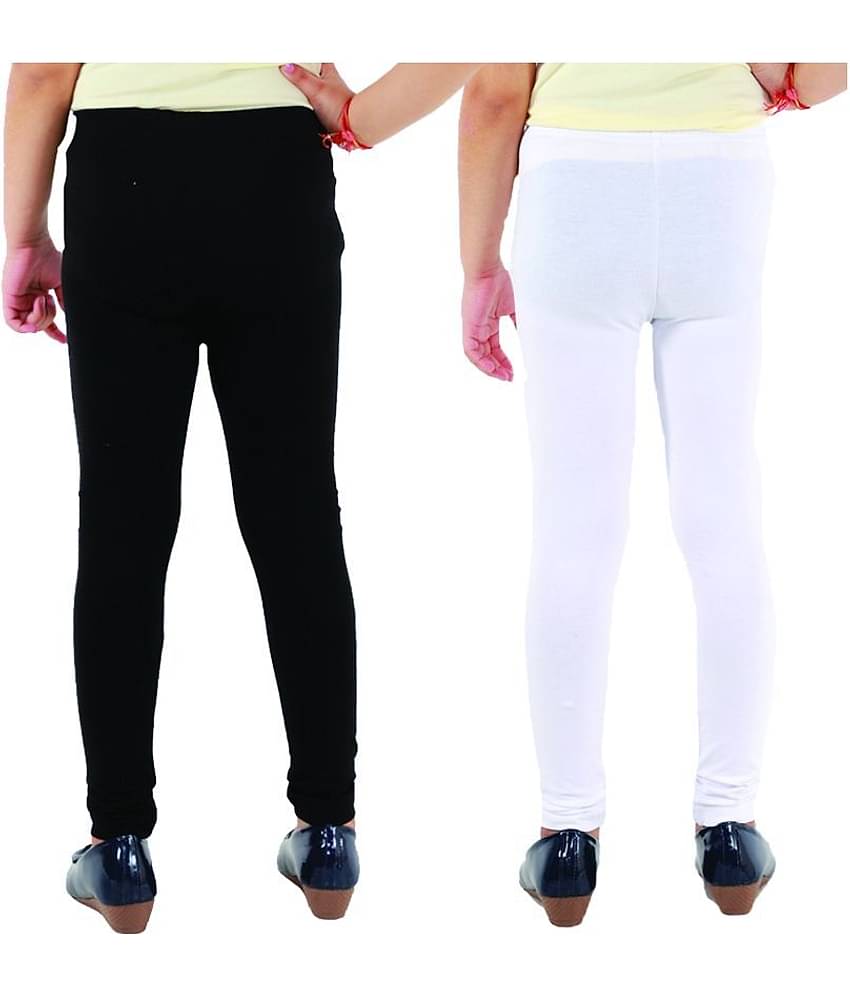 Kids Cave Pack of 2 Girls Cotton Blend Leggings ( Black )