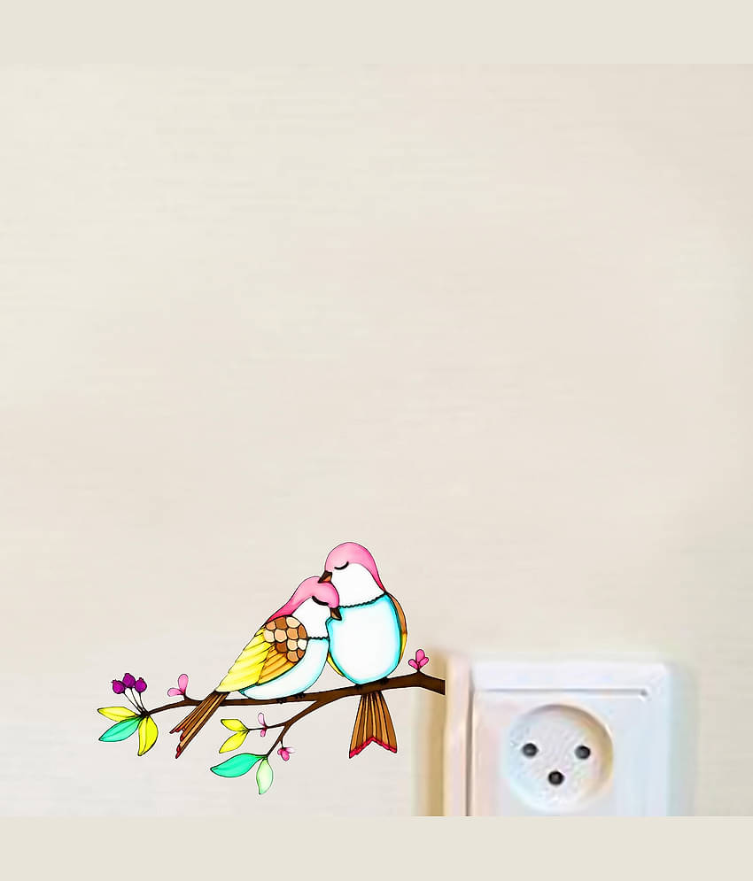WallDesign Birds & Branches Art Sticker Vinyl Switch Board Sticker - Pack of 11
