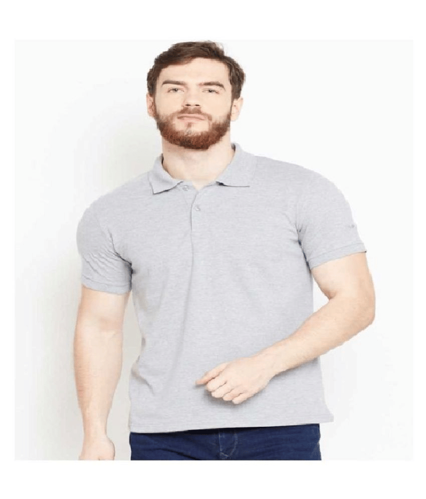     			ASAR Cotton Blend Grey Solids T-Shirt